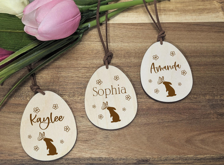 Kids Easter Tag Minimalist Egg Name Tag Custom Bunny Tag