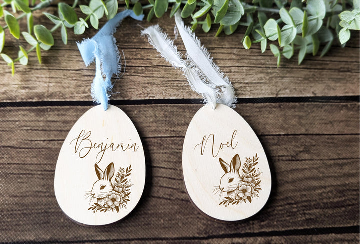 Kids Easter Tag Minimalist Egg Name Tag Custom Bunny Tag