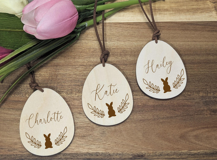 Kids Easter Tag Minimalist Egg Name Tag Custom Bunny Tag