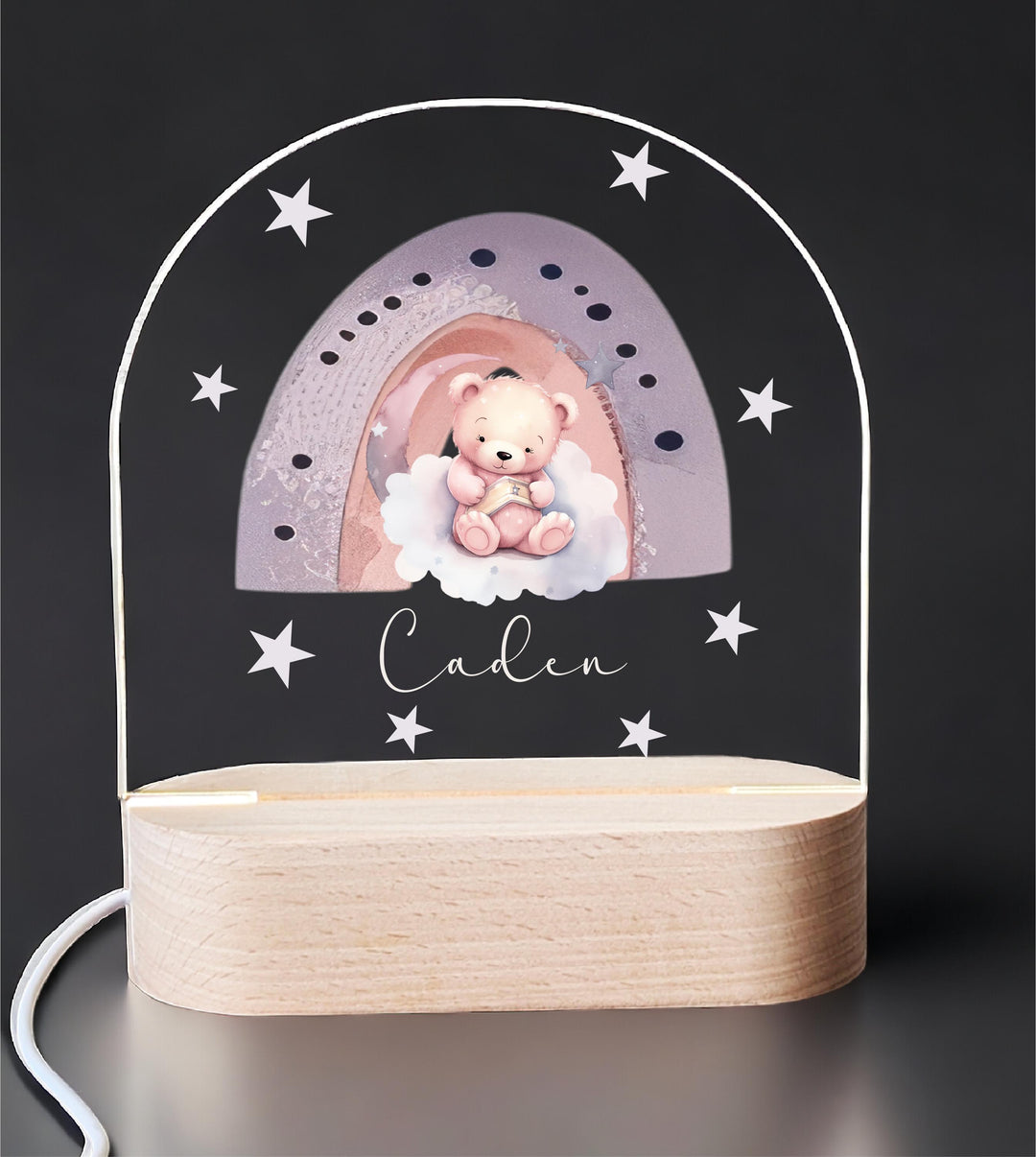 Personalized Baby Night Light Teddy Bear Custom Name LED Light