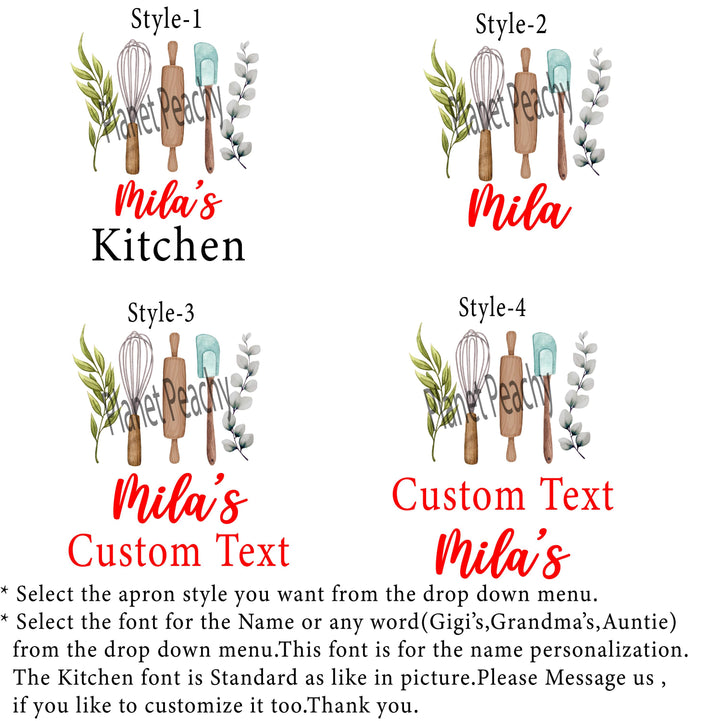 Personalized Linen Kitchen Apron Adult and Kids Matching Apron