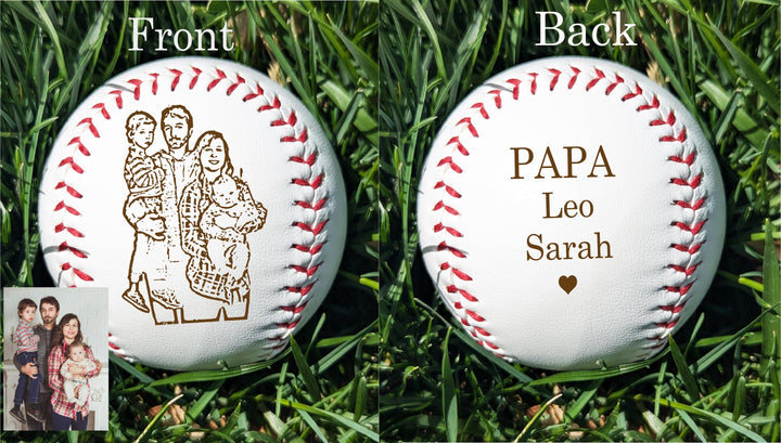 Personalized Gift for Dad Photo Baseball with Kids Names