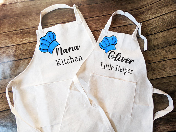 Personalized Chef Kitchen Apron Women with Pocket and Kids Matching Apron