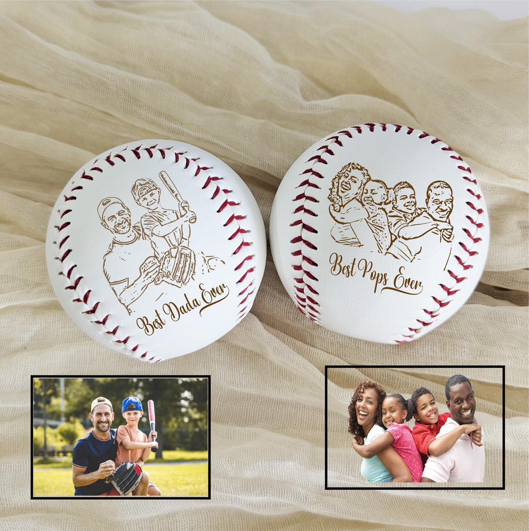 Personalized Photo Baseball Gift: Engraved Family Keepsake Picture gifts