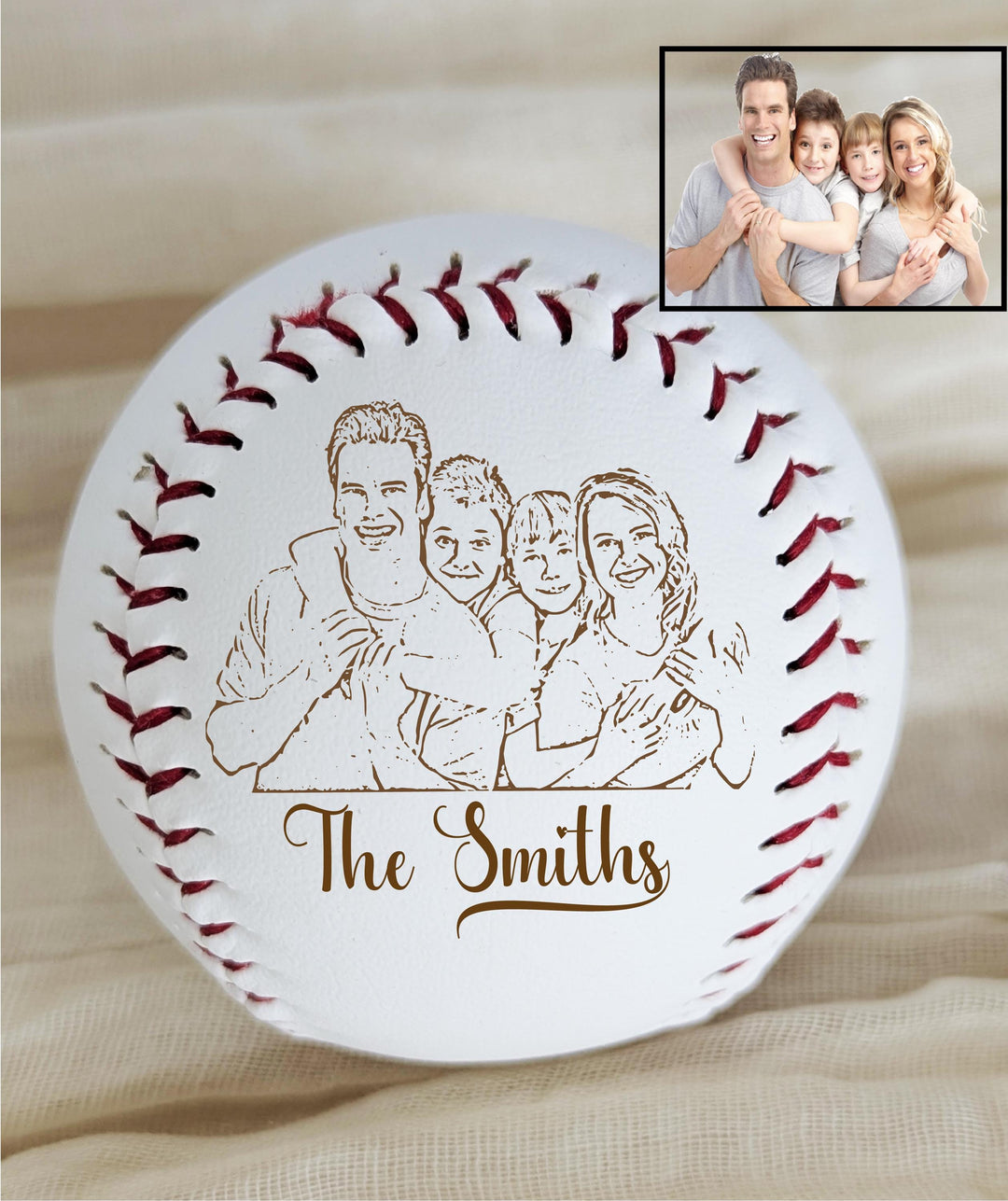 Personalized Photo Baseball Gift: Engraved Family Keepsake Picture gifts