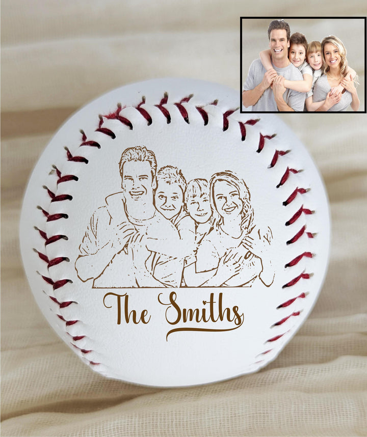 Personalized Photo Baseball Gift: Engraved Family Keepsake Picture gifts