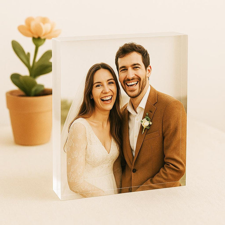 Personalized wedding photo gifts anniversary Acrylic Block Work table gift idea Gifts Custom wedding keepsake photo prints couple photo gift