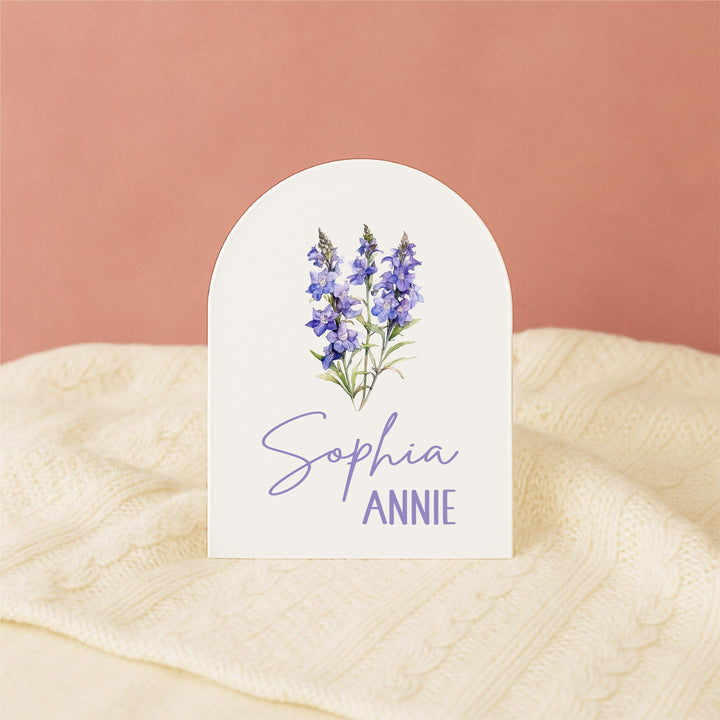 Birth Flower Baby Name Sign Personalized Acrylic Baby Announcement Floral Newborn Name Plaque Custom Baby Shower Gift newborn photo prop