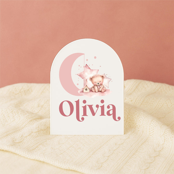 Personalized Acrylic Baby girl Name Sign Pink Newborn Decor Girl Birth Announcement Keepsake Custom Nursery Sign baby shower girl name sign