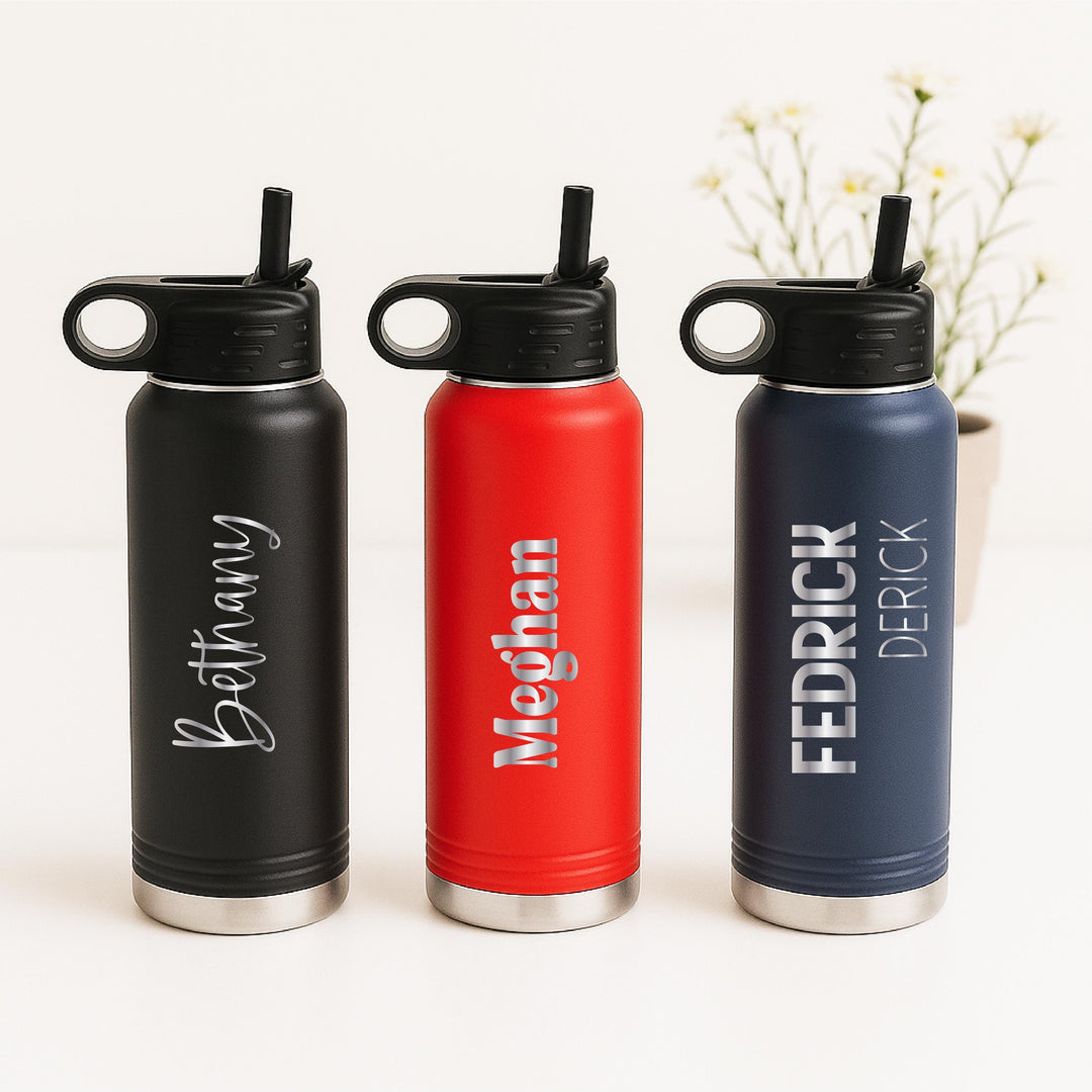Personalized Kids Water Bottle – Custom Name School Bottle with Straw Lid, Back to School Gift, Leakproof Stainless Steel Drinkware Kids