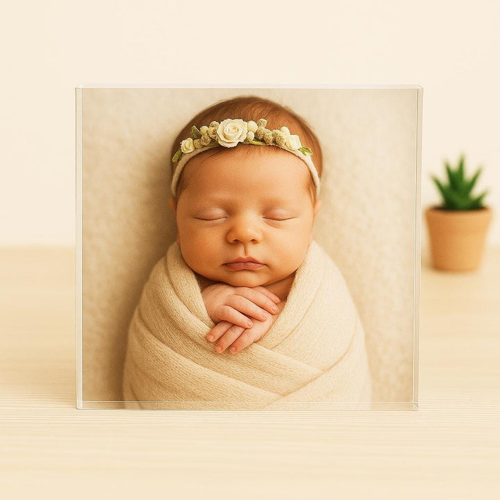 Personalized New born photo gifts Acrylic Block Work table gift idea Gifts Custom keepsake photo prints Home decor Grandkids photo gifts