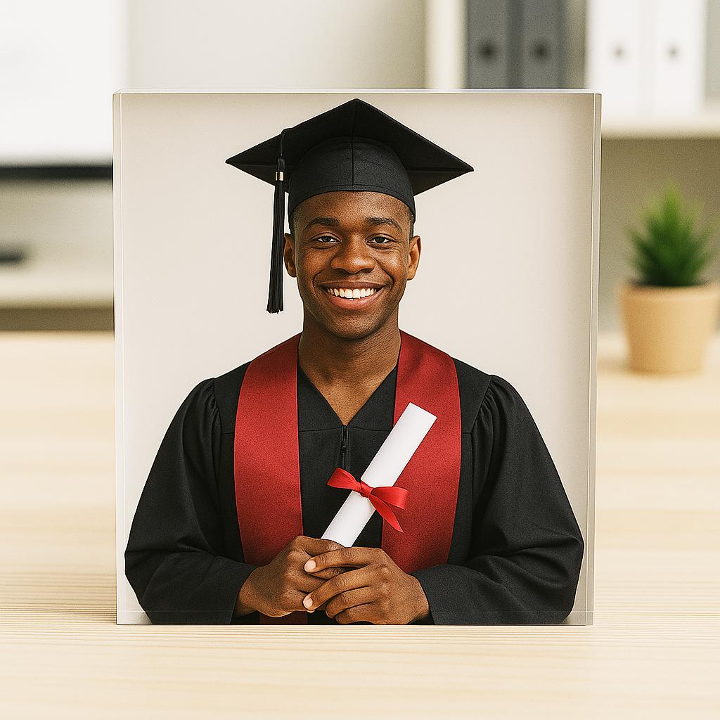 Personalized Graduation Photo Acrylic Block – Custom Keepsake Gift for Graduate, Class of 2025 Memory Display, Graduation Decor