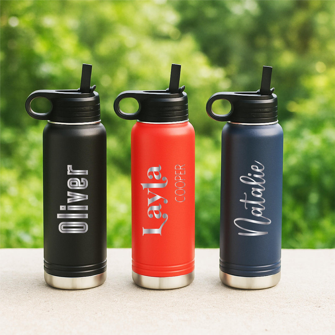 Personalized Kids Water Bottle – Custom Name School Bottle with Straw Lid, Back to School Gift, Leakproof Stainless Steel Drinkware Kids