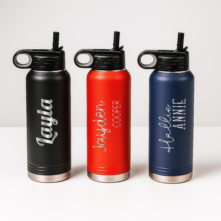 Personalized Kids Water Bottle – Custom Name School Bottle with Straw Lid, Back to School Gift, Leakproof Stainless Steel Drinkware Kids