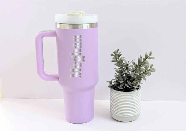 Custom Bridesmaid Gift 40oz Tumbler with Handle | Personalized Wedding Party Cup | Custom Name Mug for Bride, Maid of Honor, Team Bride