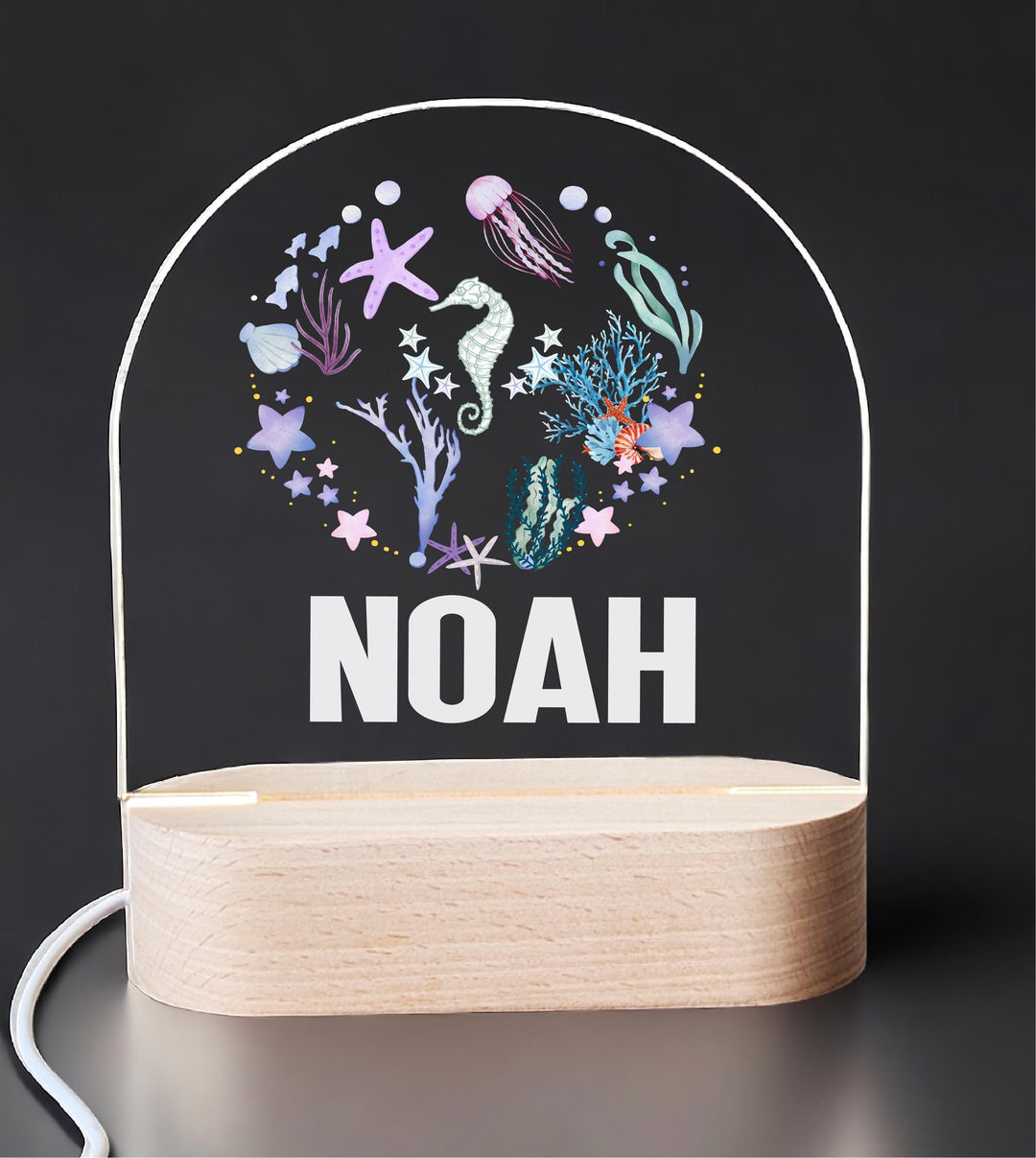 Personalized Ocean Theme Night Light: Custom Nursery Decor LED Lamp