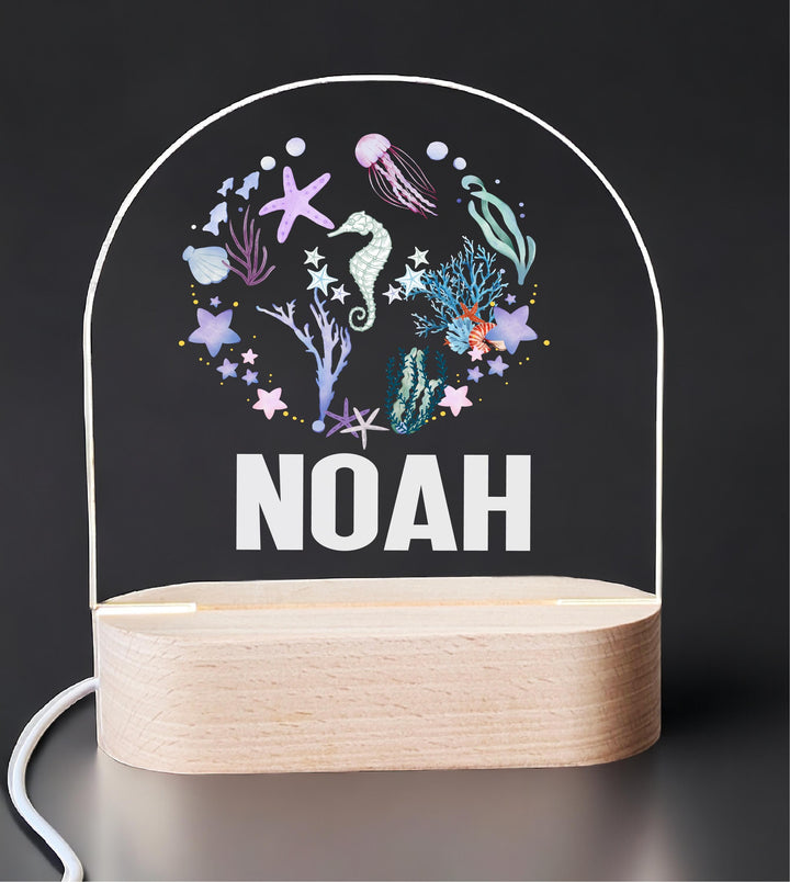 Personalized Ocean Theme Night Light: Custom Nursery Decor LED Lamp