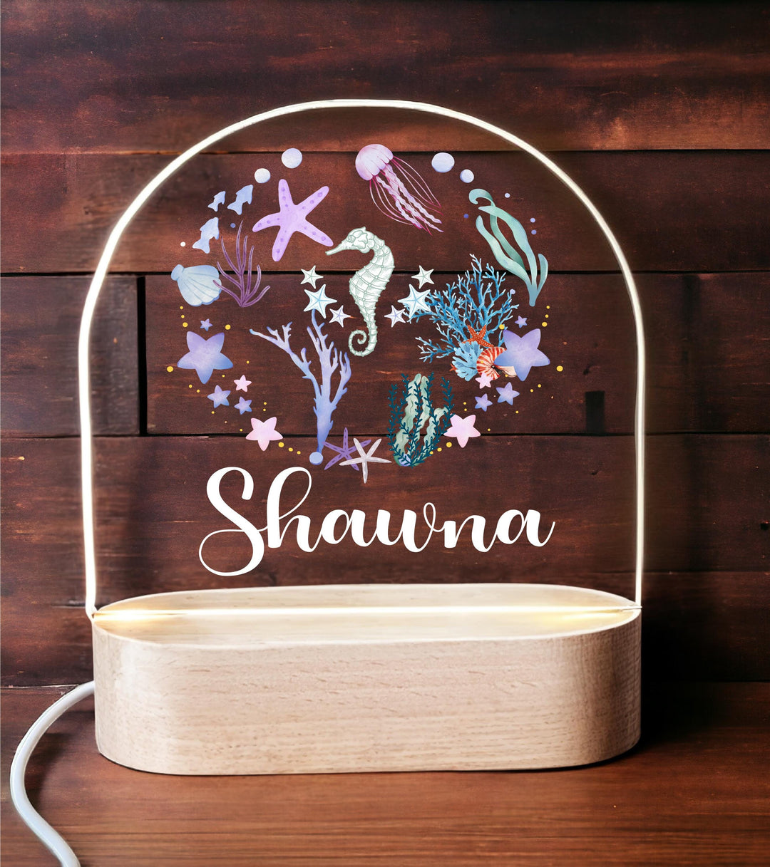 Personalized Ocean Theme Night Light: Custom Nursery Decor LED Lamp