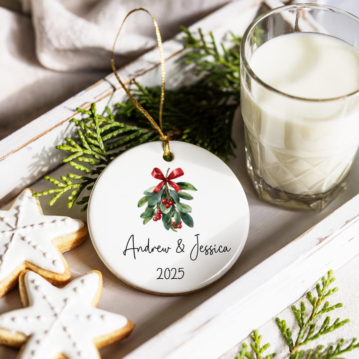 Custom First Christmas Ornament for Married Couples, Wedding Keepsake, Bride and Groom Holiday Decor