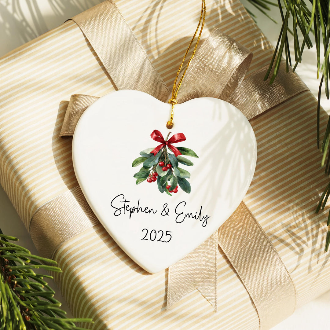 Custom First Christmas Ornament for Married Couples, Wedding Keepsake, Bride and Groom Holiday Decor