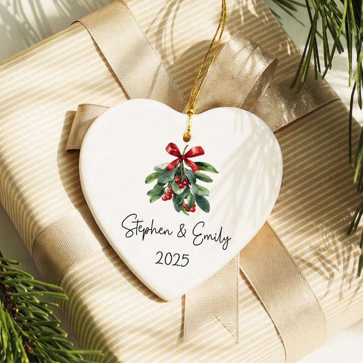 Custom First Christmas Ornament for Married Couples, Wedding Keepsake, Bride and Groom Holiday Decor