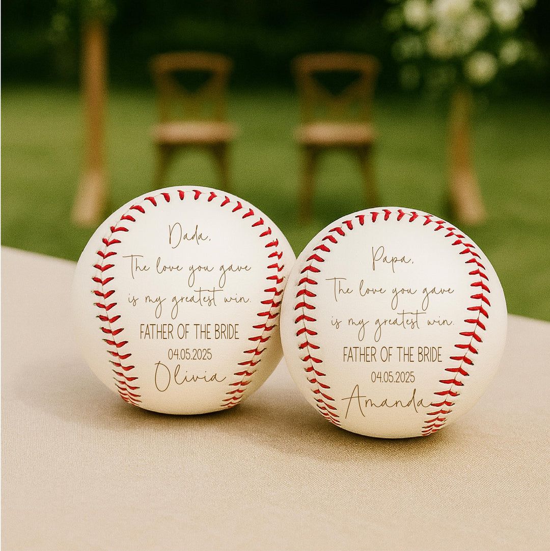 Father of the Bride Baseball Gift | Personalized Wedding Day Keepsake for Dad | Custom Baseball from Daughter