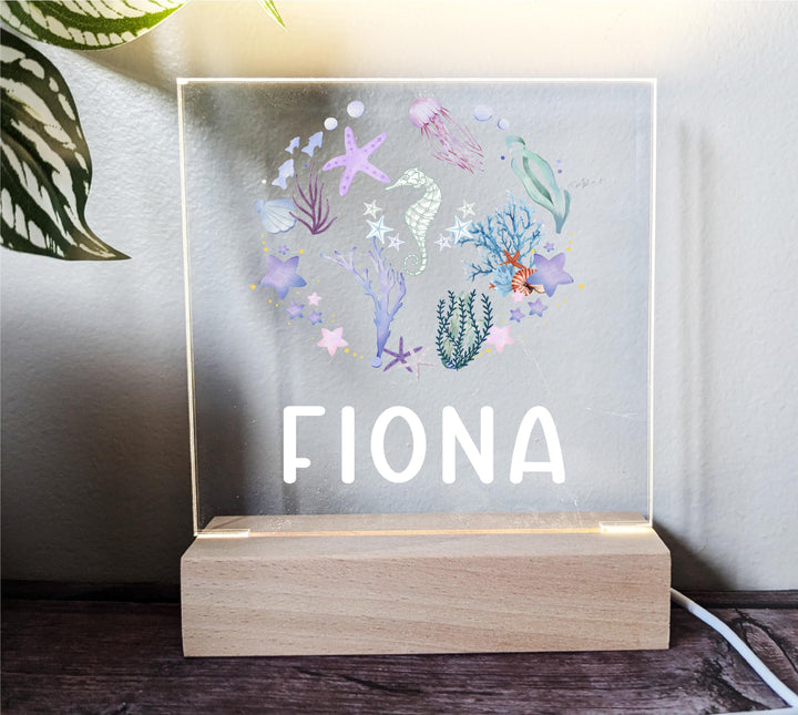 Personalized Ocean Theme Night Light: Custom Nursery Decor LED Lamp