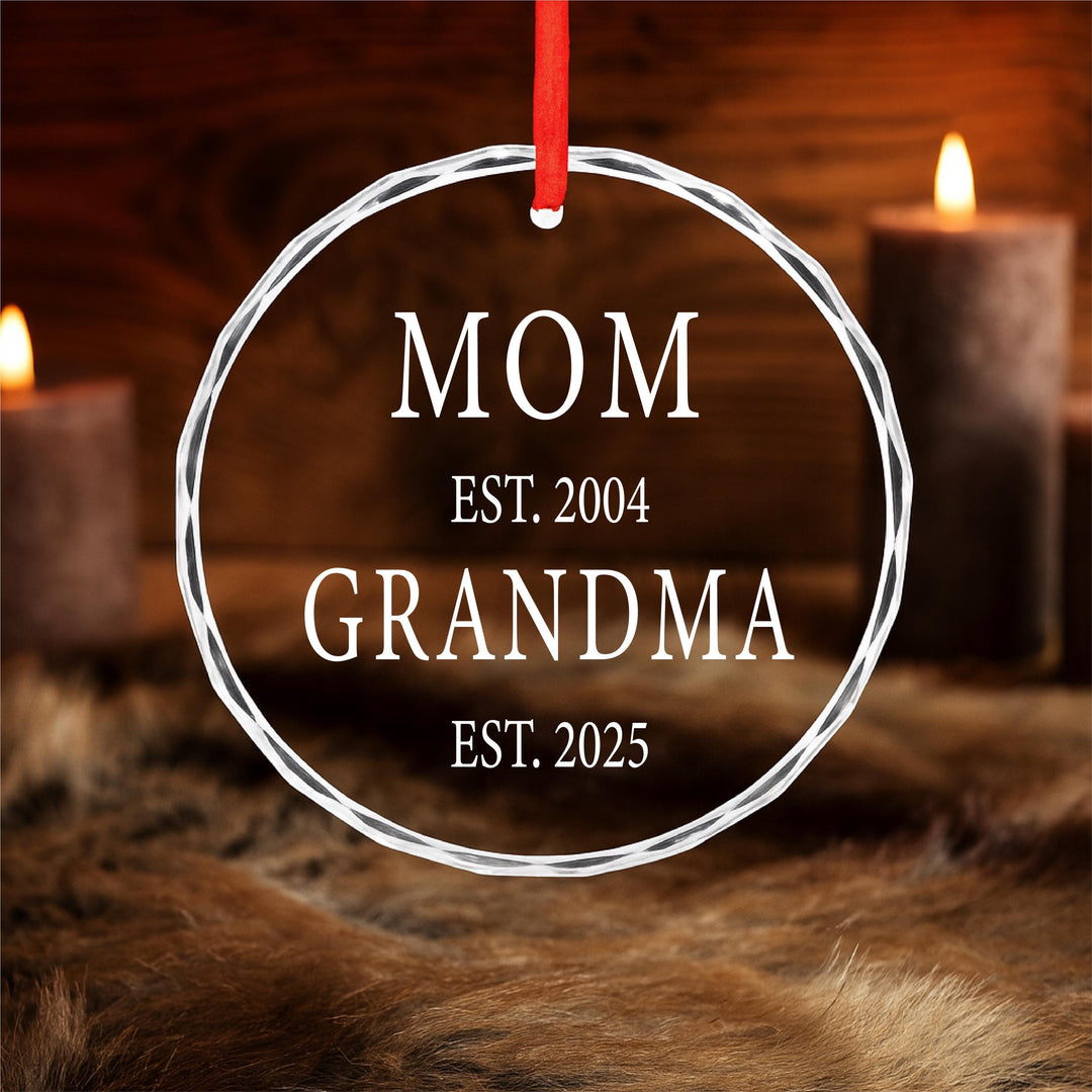 Personalized Mom and Grandma Ornament Keepsake Custom Est Year glass Christmas Ornament 2025