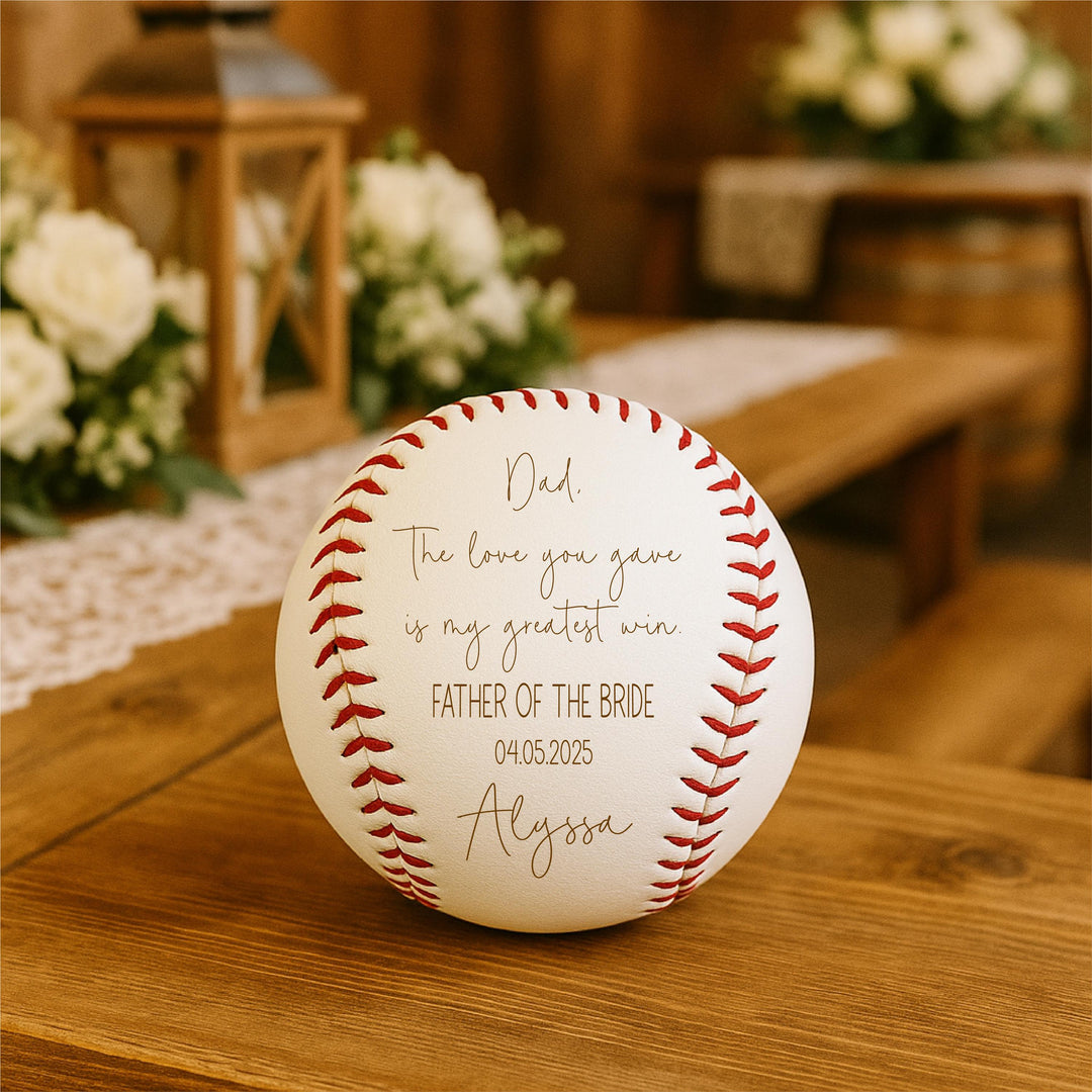 Father of the Bride Baseball Gift | Personalized Wedding Day Keepsake for Dad | Custom Baseball from Daughter