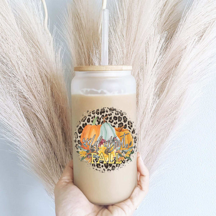 Wild About Fall Iced Coffee Cup with Lid and Straw 16 oz