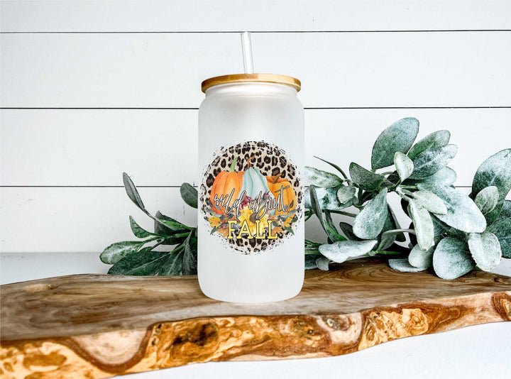 Wild About Fall Iced Coffee Cup with Lid and Straw 16 oz