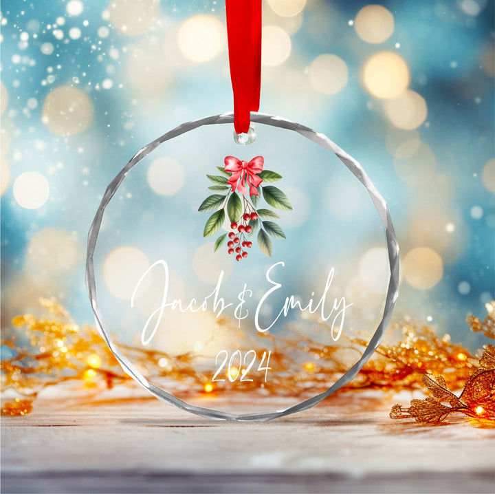 Custom Couple Christmas Glass Ornament Gift for Family