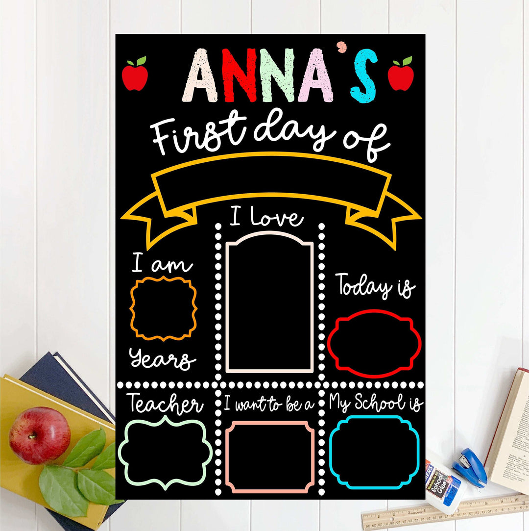 School Sign Personalized First Day Custom Chalkboard Prop