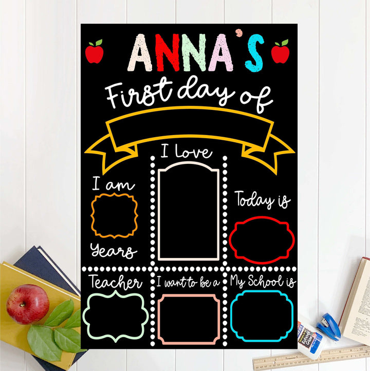 School Sign Personalized First Day Custom Chalkboard Prop