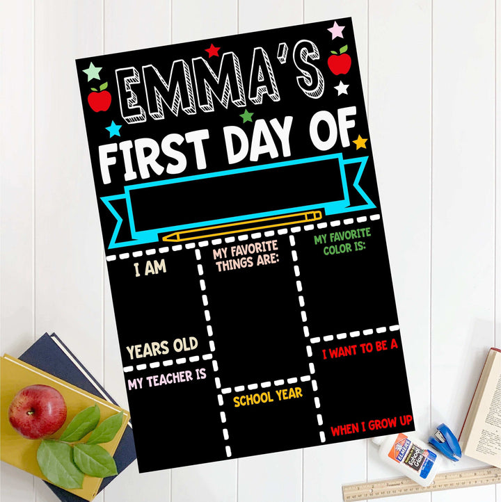 Personalized First Day of School Sign Reusable Chalkboard