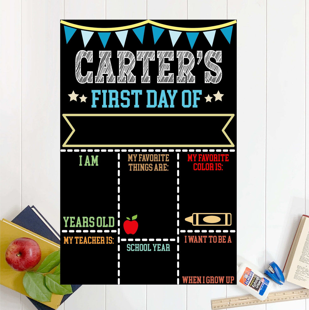 First Day School Sign Personalized Custom Chalkboard Prop