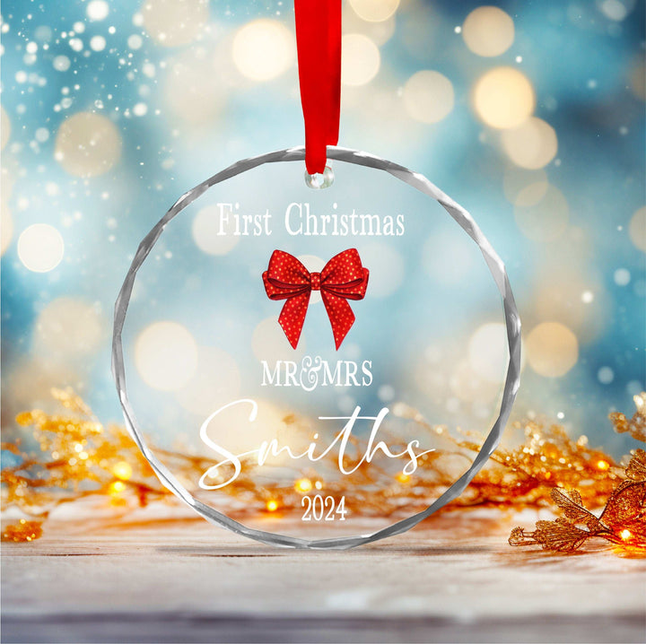 First Christmas Married Glass Ornament Personalized Gift