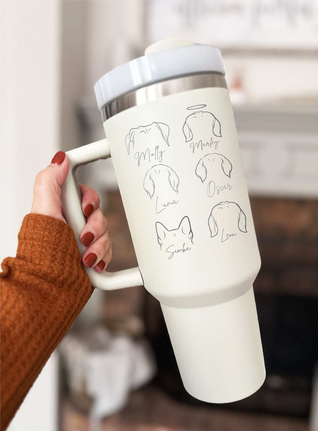 Dog Ear Tumbler Personalized Dog Mom Gift 40 Oz Cup