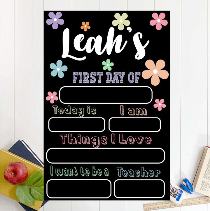 Floral First Day of School Sign Reusable Back to School