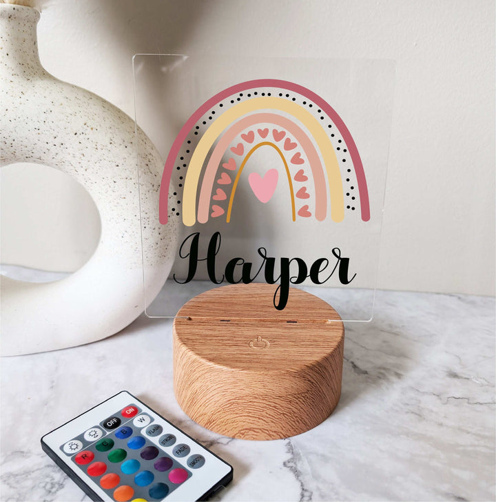 Personalized Rainbow Kids Room Decor | Custom Boho LED Light