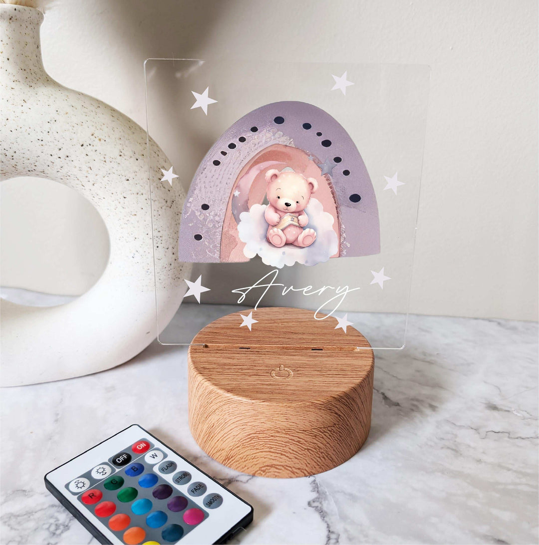 Personalized Teddy Bear LED Night Light Custom Name Gift