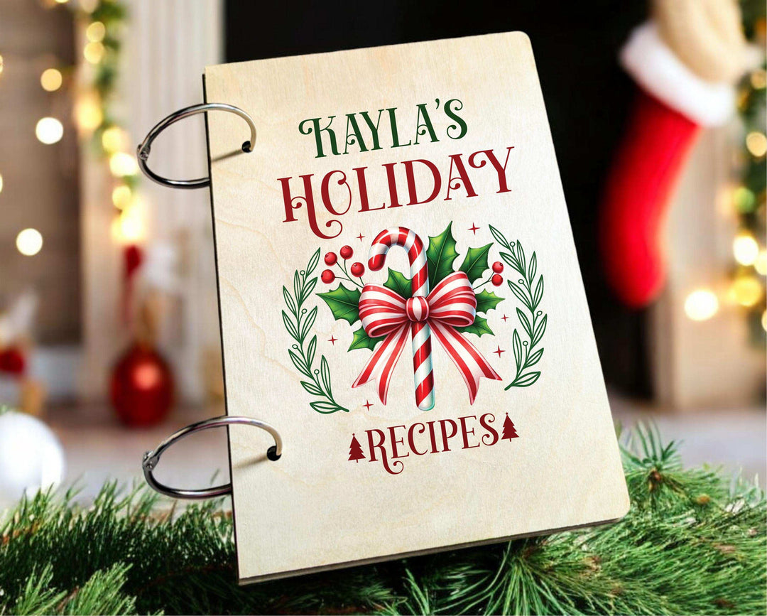 Personalized Holiday Recipes Holder | Custom Christmas Recipes Book