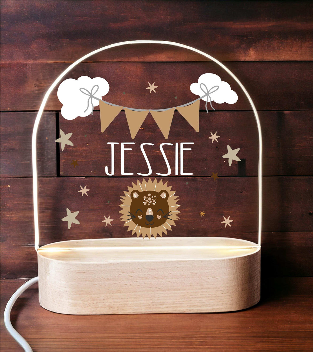 Personalized LED Nursery Lamp | Safari Animal Kids Night Light