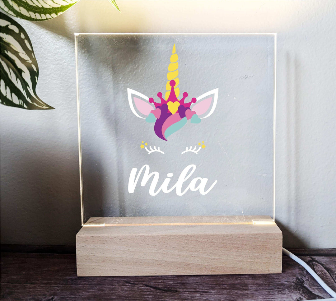 Personalized Unicorn Kids Night Light Custom Name Room Décor