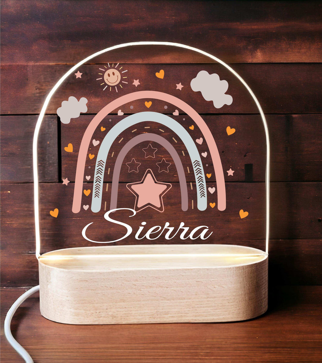 Custom Name LED Nightlight Rainbow Kids Room Décor