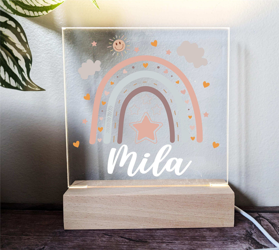 Custom Name LED Nightlight Rainbow Kids Room Décor