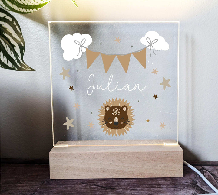 Personalized LED Nursery Lamp | Safari Animal Kids Night Light