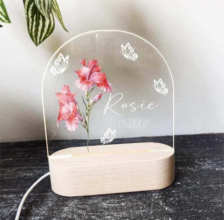 Personalized Christmas Gift Kids Birth Flower LED Nightlight