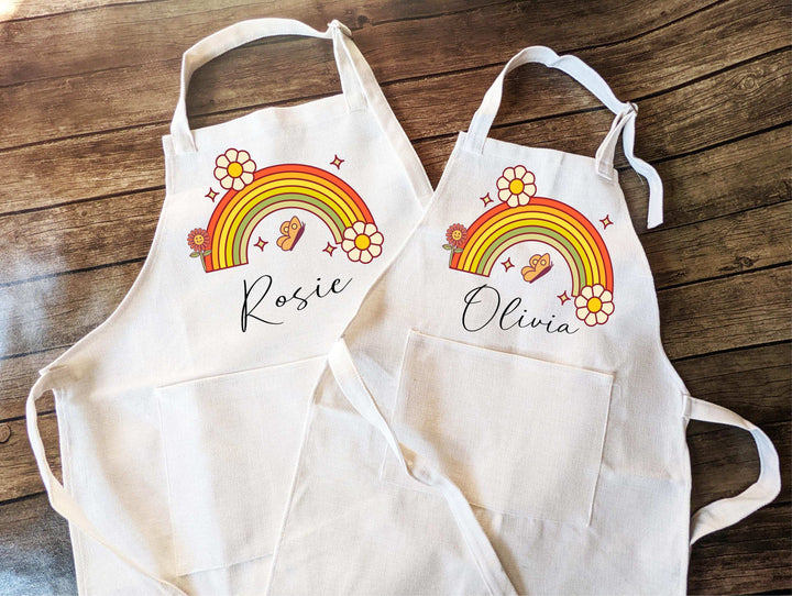 Retro Rainbow Kid Apron With Pocket Mommy And Me Gift