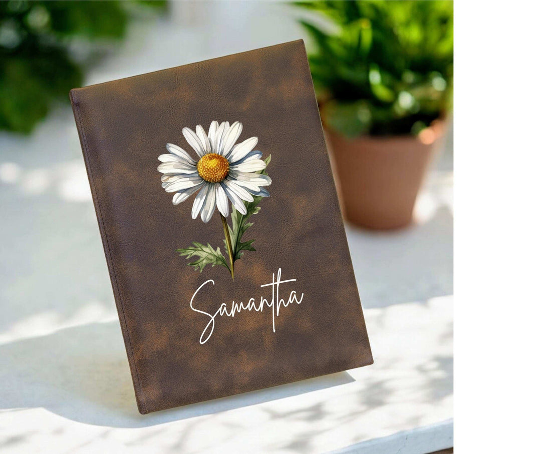 Birth Flower Journal With Name Personalized Gift Floral